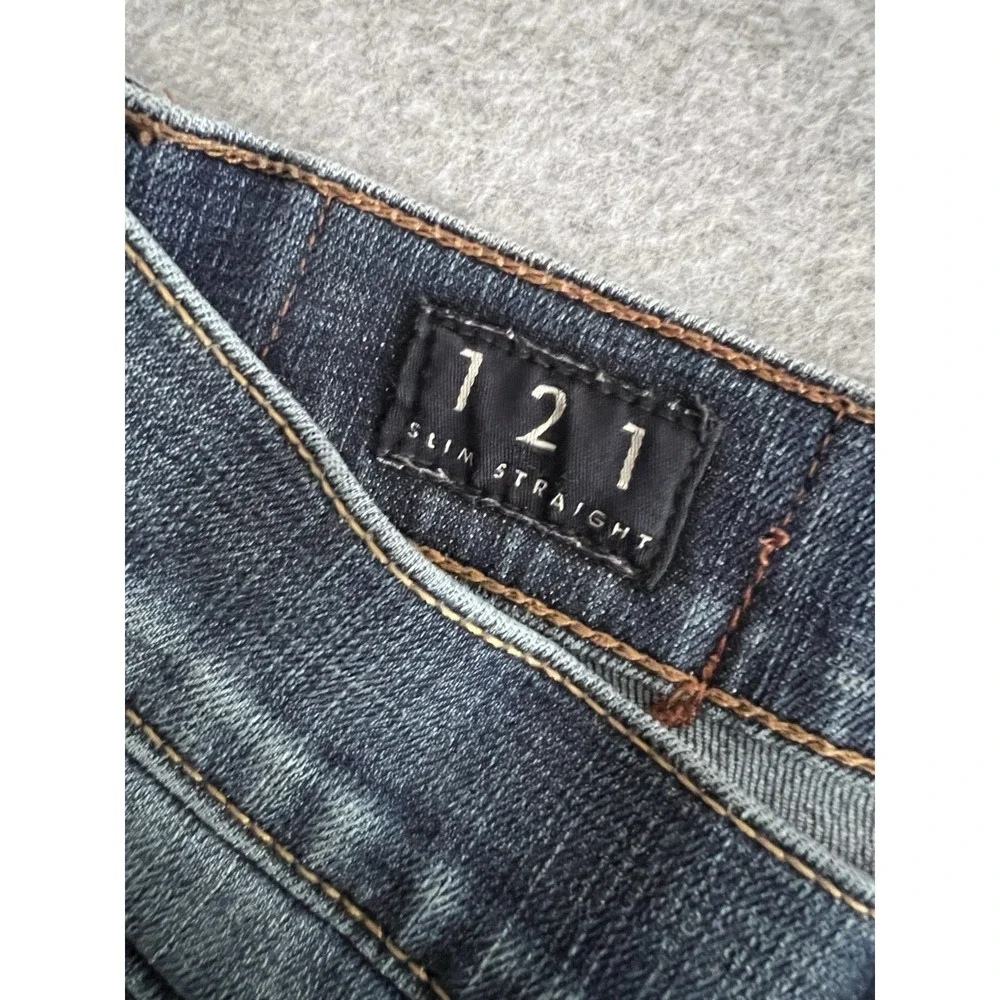 Lucky Brand Jeans Mens 38x32 121 Slim Straight Blue Denim Dark Wash Stretch Work